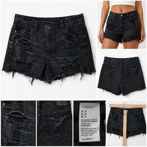 American Eagle Distressed Black Denim Shorts Size 10